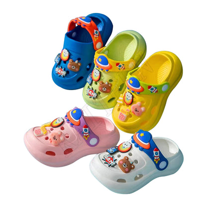 Promotion fashion kids crocs with accessories garden shoes