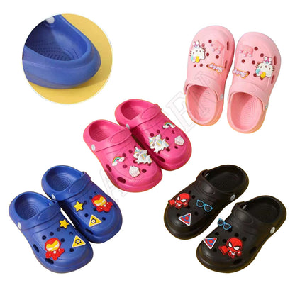 Promotion fashion kids crocs with accessories garden shoes