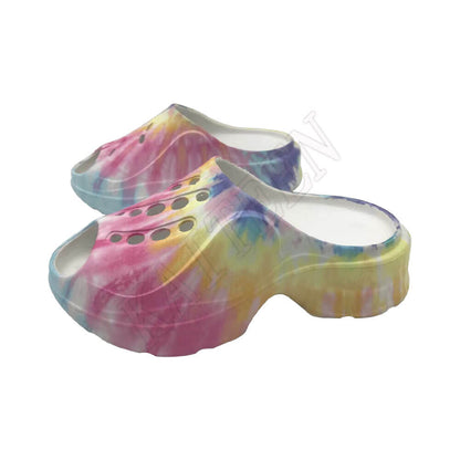 Pastel Tie Dye Platform cloud clogs sandals